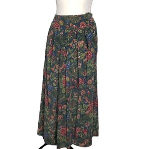 Herman Geist Dark Floral Corduroy Dirndl Tyrolean Cotton Academia Vintage variou